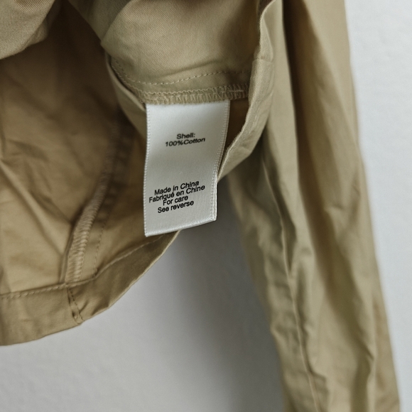 Ronny Kobo Palmer Cotton Poplin Long Sleeve Bare Midriff Tie-Back Tan Top Medium - Picture 14 of 15